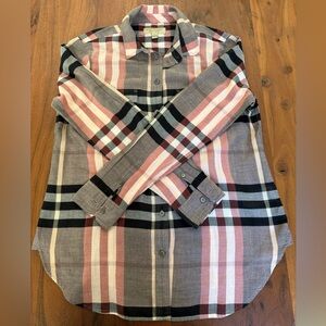 Burberry dusty rose, check 100% cotton button down sz M